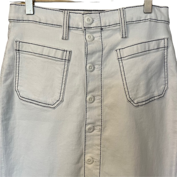 J. Crew Denim Whitewash Button Front Skirt Size 27 - Picture 3 of 8